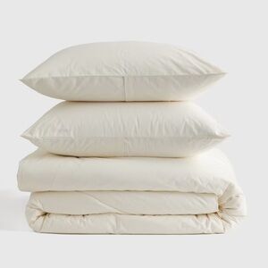 NWOT QUINCE Organic Brushed Cotton Duvet Cover Set Twin Ivory 4062